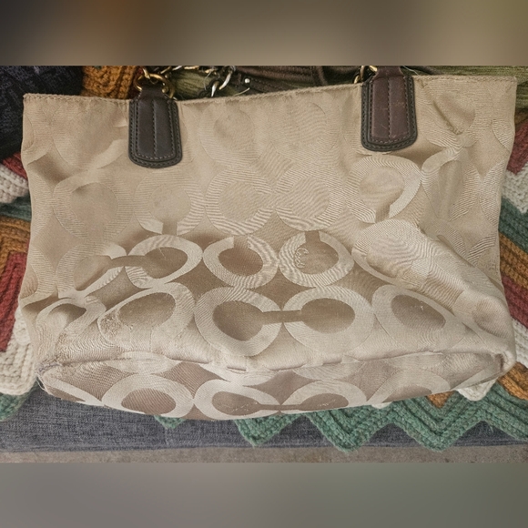 Coach Beige/Brown Fabric Madison Op Art Tote. Y2k - Picture 6 of 12